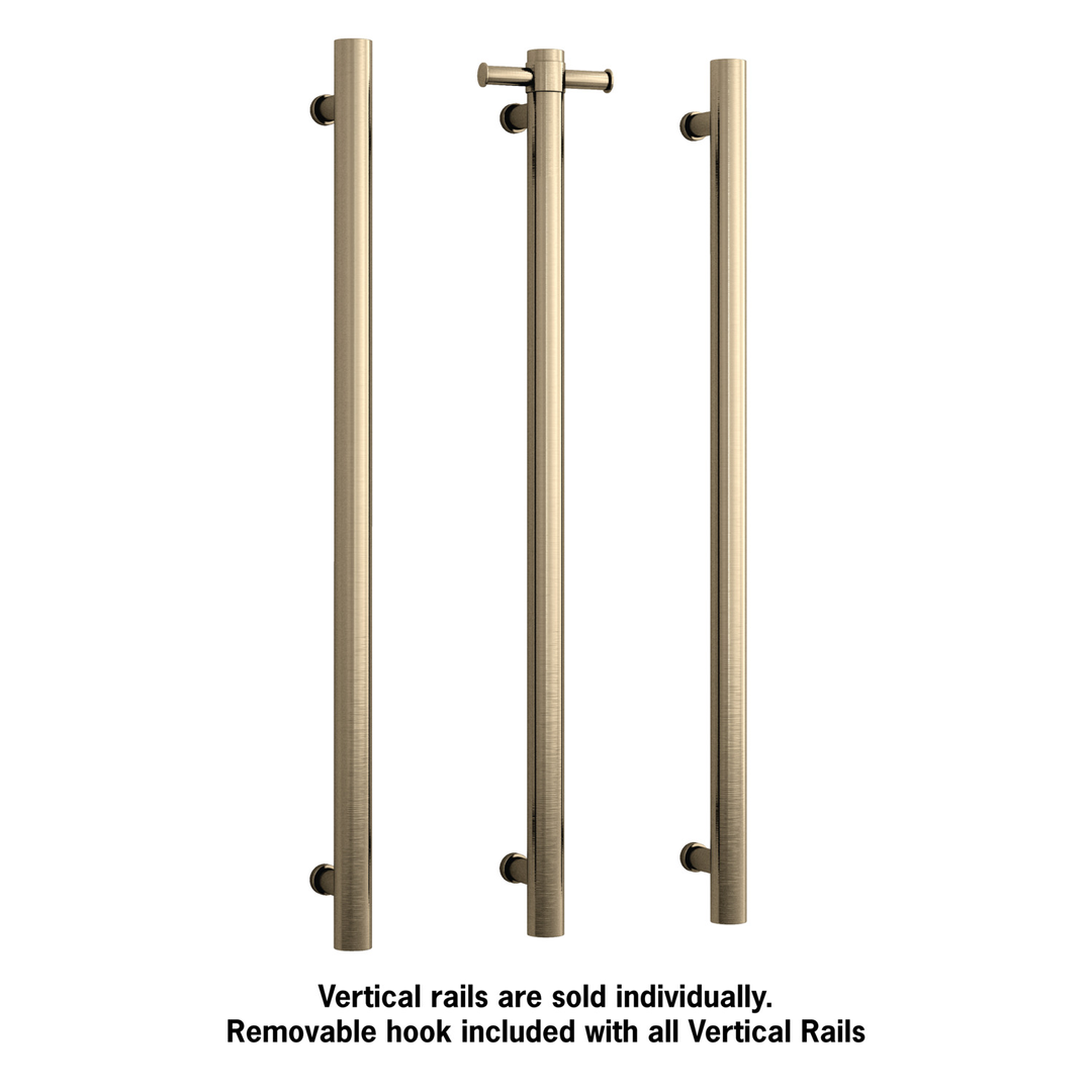 Thermorail Straight/Round 240Volt Vertical Bar 900X142X100Mm 20Watt & Hook Brushed Brass
