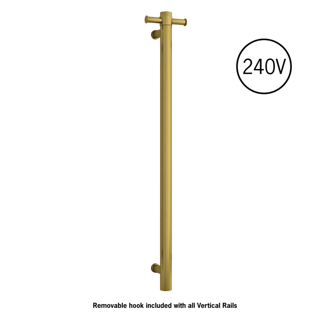Thermorail Straight/Round 240Volt Vertical Bar 900X142X100Mm 20Watt With Optional Hook Brsh Gold