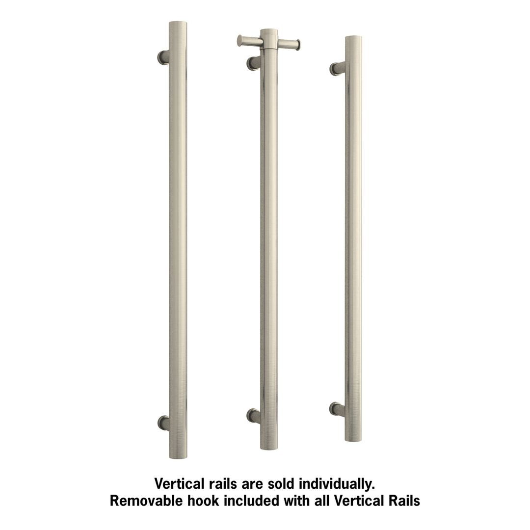 Thermorail Straight/Round 240Volt Vertical Bar 900X142X100Mm 20Watt With Optional Hook Brsh Nickel