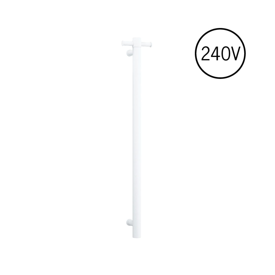 Thermorail Round 240Volt Vertical Bar 900x142x100mm 22Watts Matt White