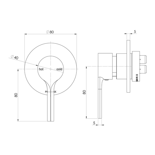 Phoenix Vivid Slimline Oval Switchmix Shower/Wall Mixer Fit-Off Kit - Chrome