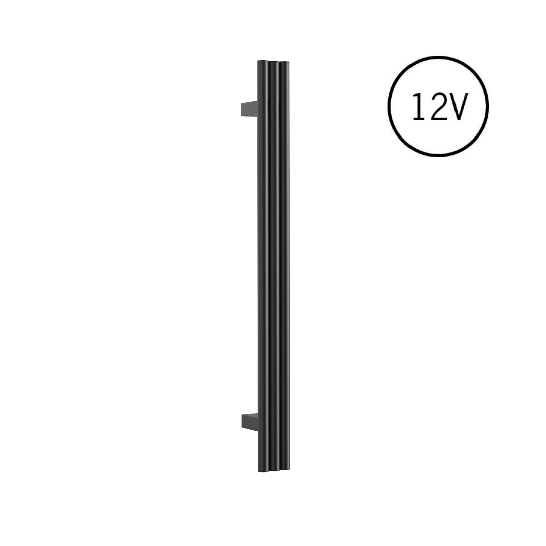 Thermorail Round/Triple Tube 12Volt Vertical Bar 900x75x100mm 39Watts Matt Black