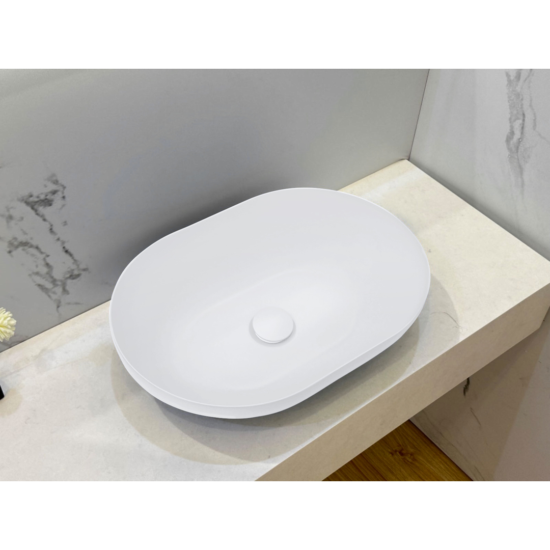 Kaskade Pure Oval Above Counter Basin 500Mm Matte White