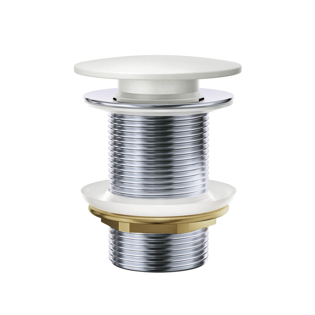 Fienza Pop-Up 32mm Non-Overflow Basin Waste, Matte White Solid Surface Cap