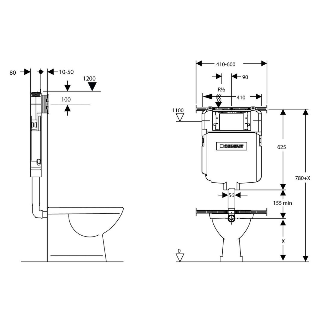 Geberit Sigma 8 Inwall Cistern - Back to Wall 4 Star