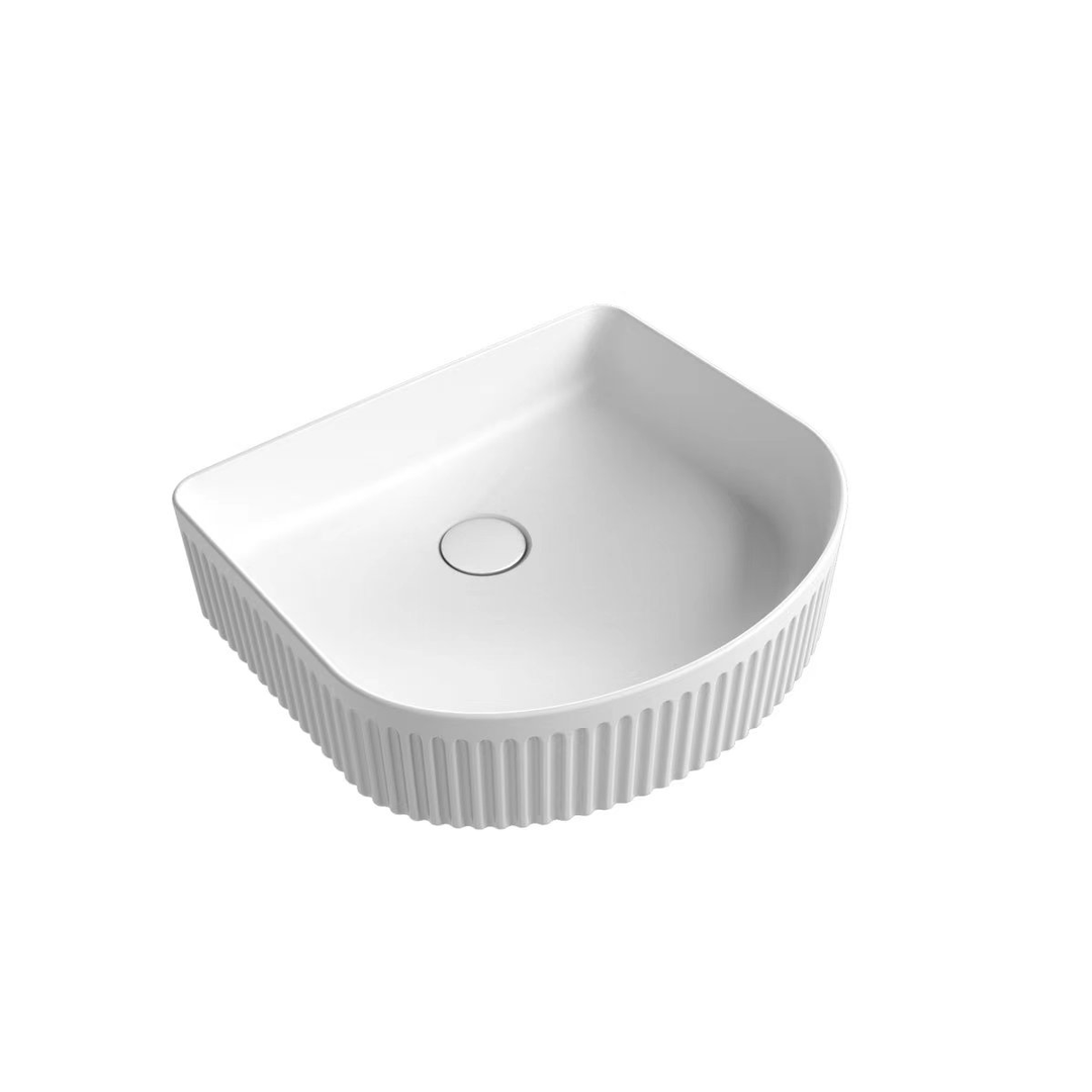 Aulic Cyrus Gloss White Arch Above Counter Basin With V Groove Surface 415X365X120Mm