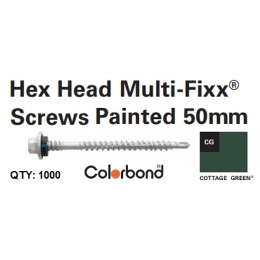 Hex Head Roof Zip M6# 50Mm Per 1000 Cottage Green (Cg)