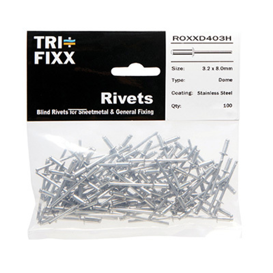 Blind Rivets Stainless-Steel 4-3 (3.2 X 4.8) (Pkt 100) Sts43