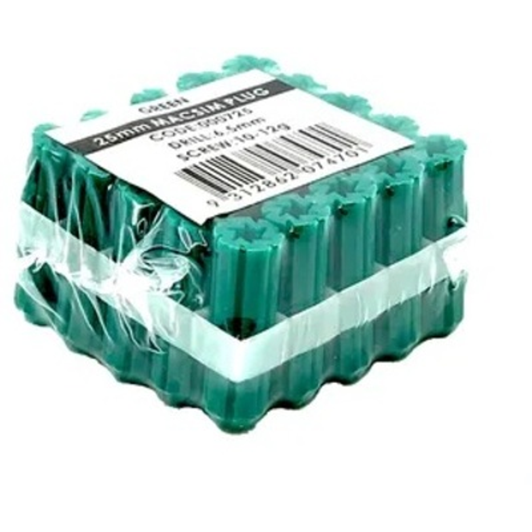 Wall Plug 7# 25mm Green (25 Pack)