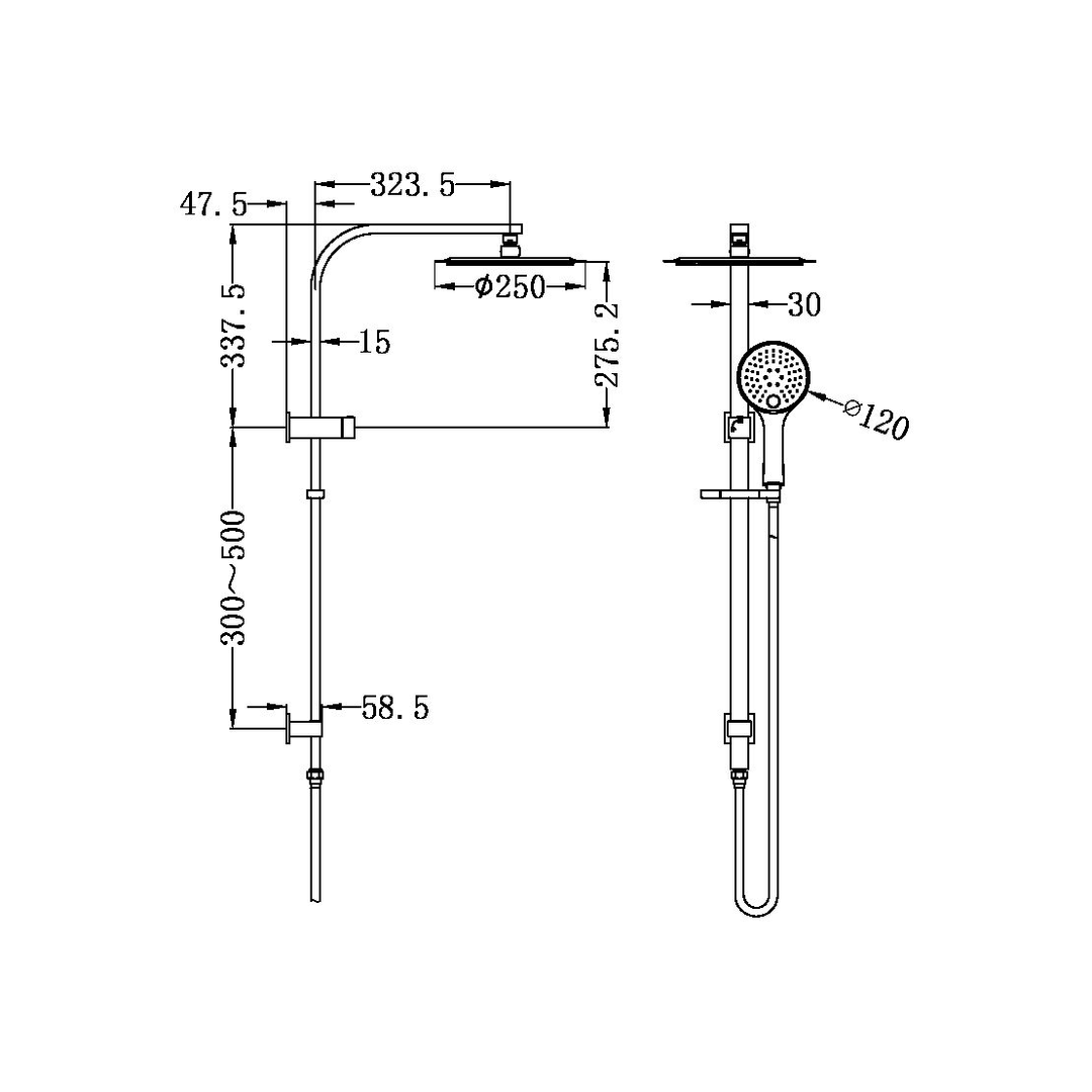 Nero Bianca New Shower Set Brushed Nickel