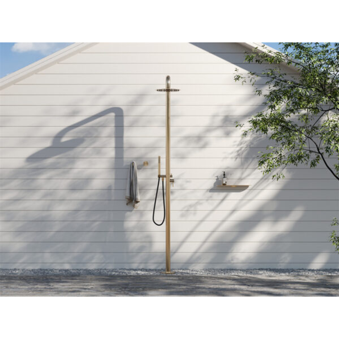 Nero Zen Stainless Steel Outdoor Freestanding Shower Column Brushed Gold