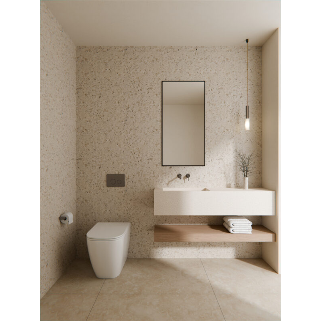 Nero Zen Stainless Steel Wall Basin/Bath Mixer Separate Back Plate 230Mm Spout Graphite