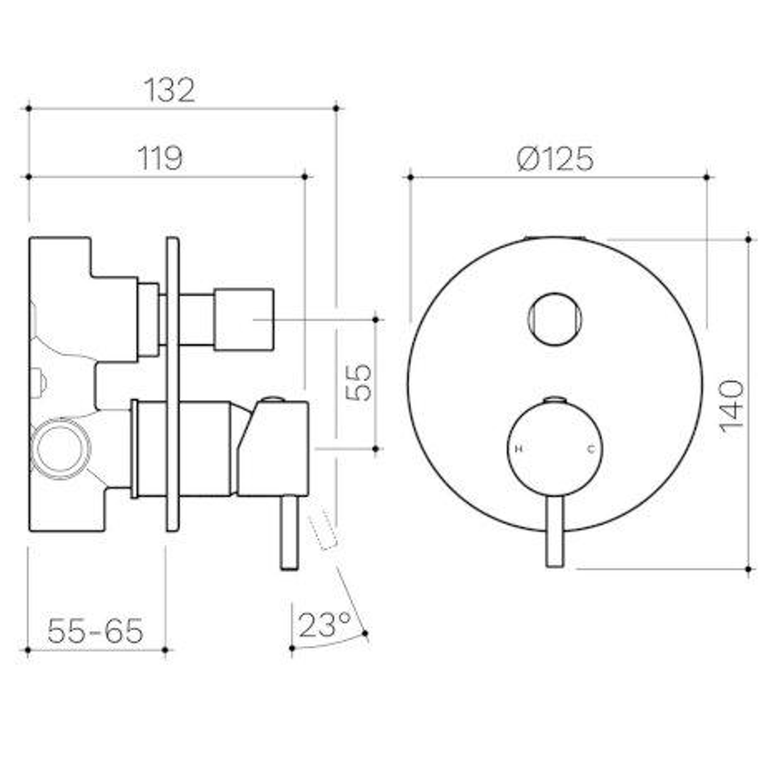 Clark Round Pin Wall Mixer With Diverter - Chrome