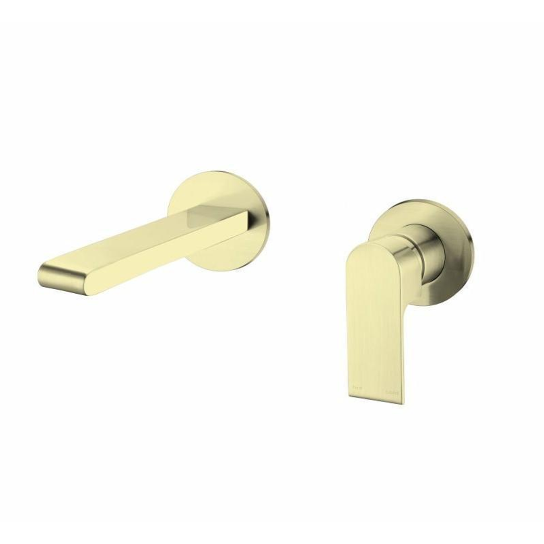 Nero Bianca Wall Basin Mixer Separate Back Plate Brushed Gold