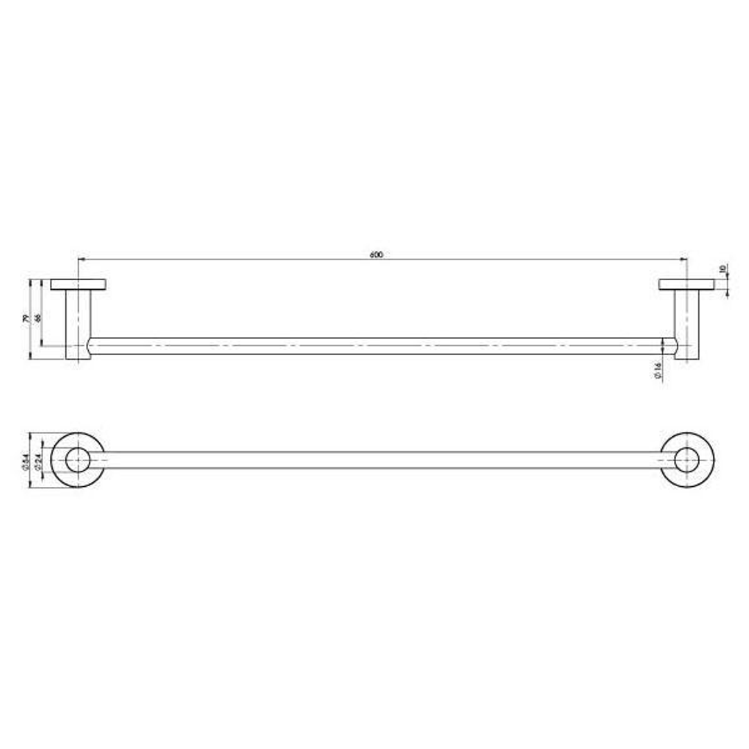 Phoenix Radii Stainless Steel Single Towel Rail Round Plate