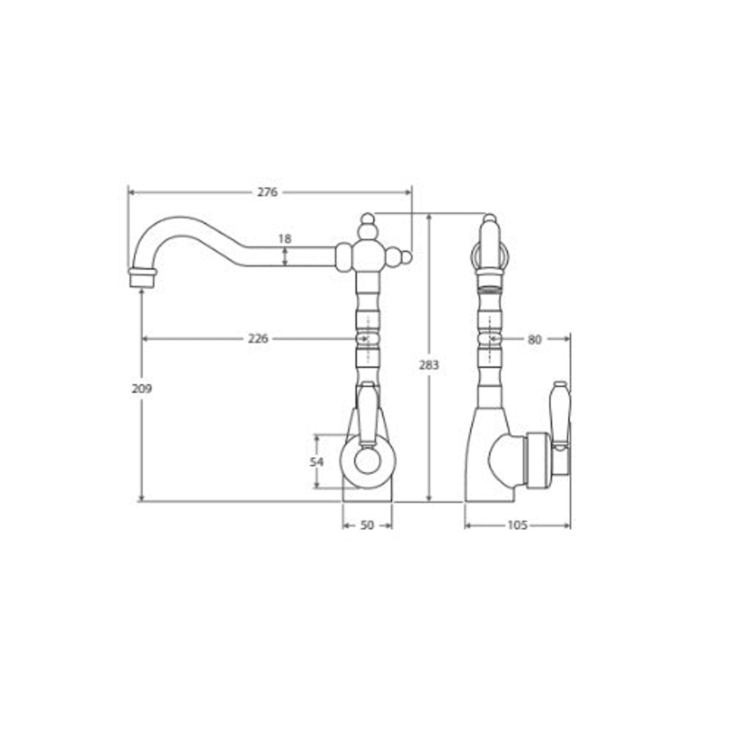 Fienza Eleanor Shepherds Crook Kitchen Sink Mixer - Brushed Nickel/Ceramic