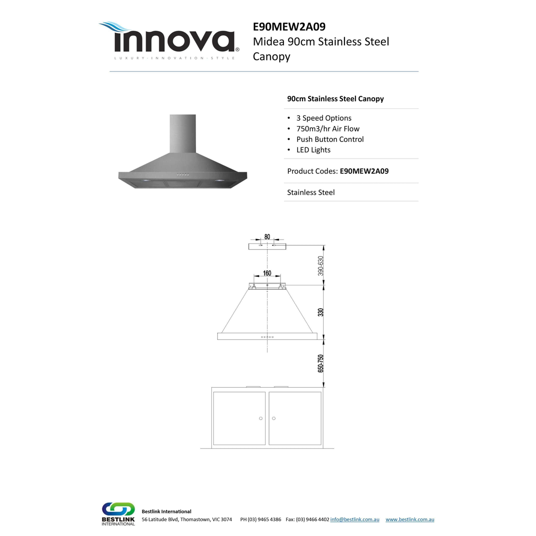 Innova Midea 90Cm Canopy Ranghood