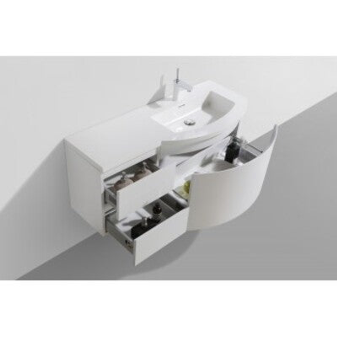 Belbagno Prospero Left 1200mm Wall Hung Vanity Gloss White 1205X480X480