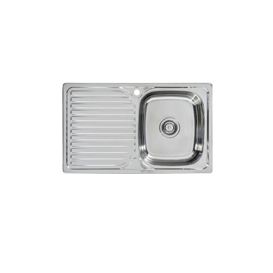 Acero Stainless Steel 800 Sink Left Hand Drainer 800 X 480 - Burdens Plumbing