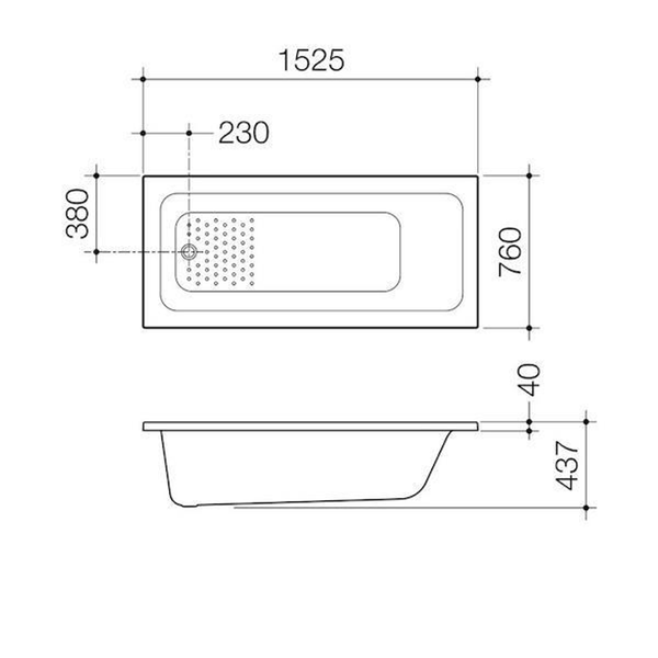 Caroma Vivas Bath Anti Slip White 1675mm