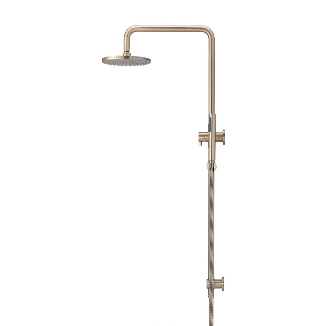 Meir Round Combination Shower Rail 200mm Rose & Hand Shower - Champagne