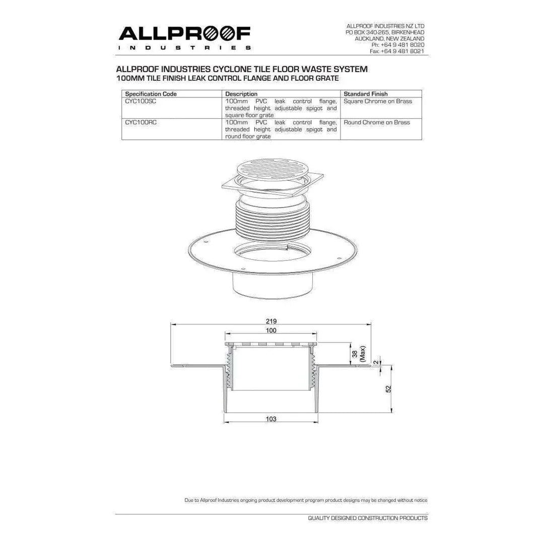 Allproof Elegance 100mm Cyclone S/S O Wire Floor Grate - Burdens Plumbing