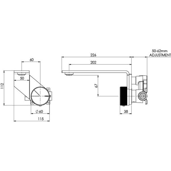 Phoenix Axia Wall Basin/Bath Mixer Set 200mm Brushed Nickel