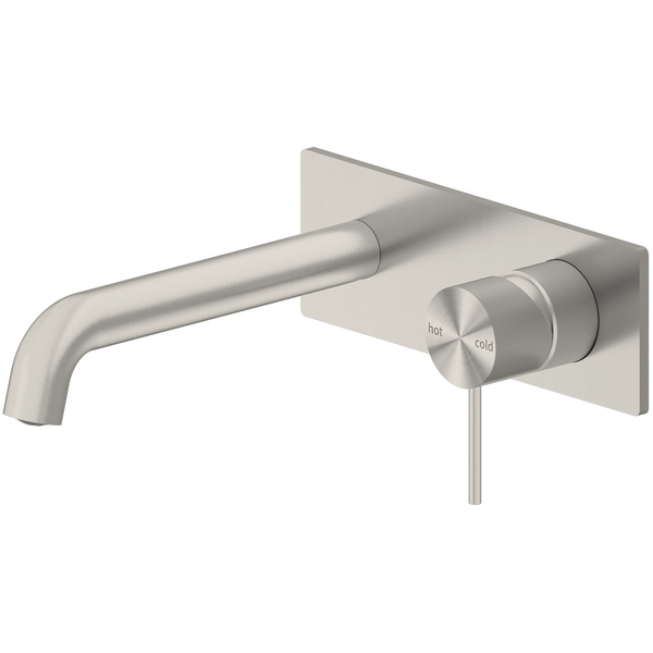 Nero Mecca Wall Basin Mixer 185Mm Spout Brushed Nickel