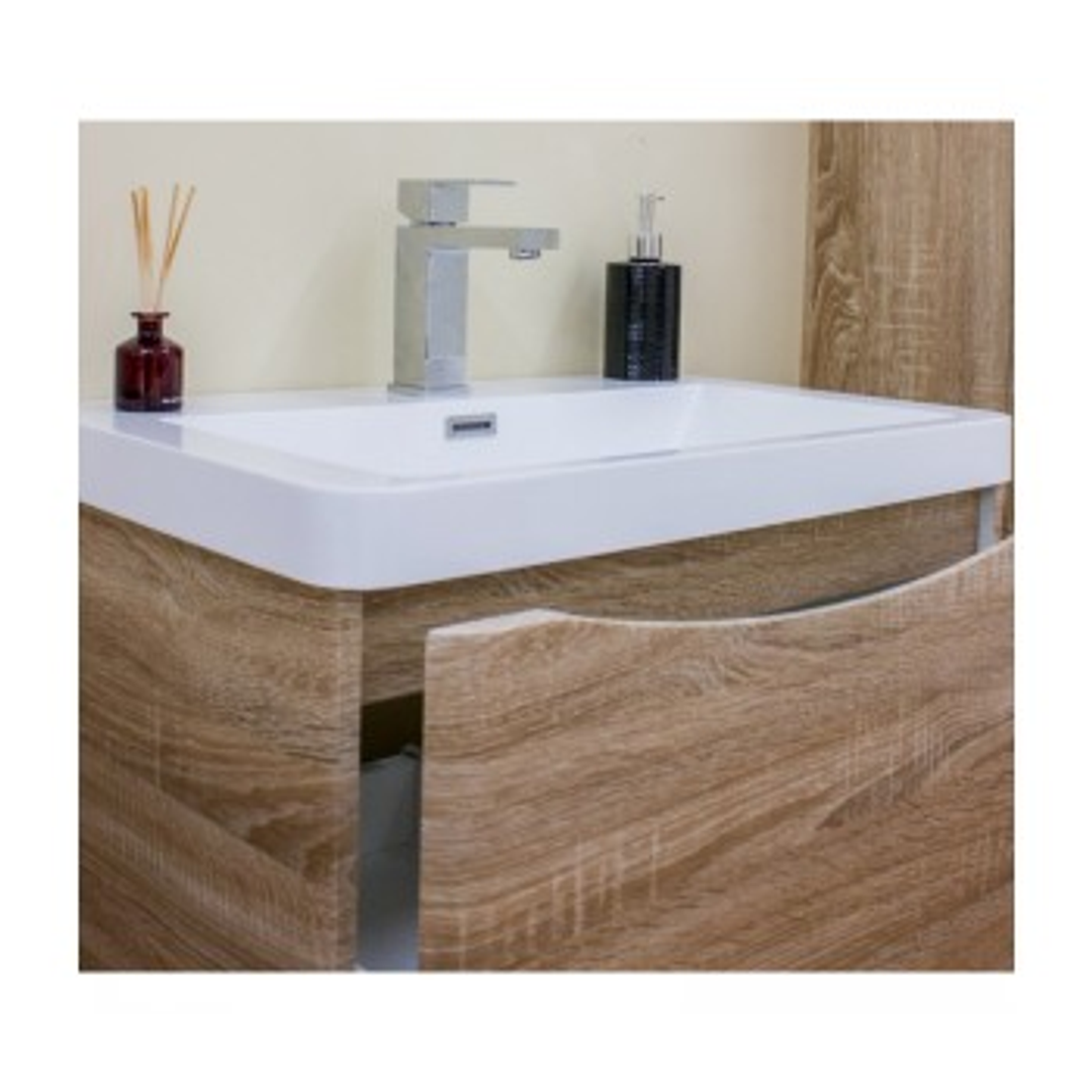Belbagno Ancona 600mm Wall Hung Vanity White Oak 600 X 420 X 450