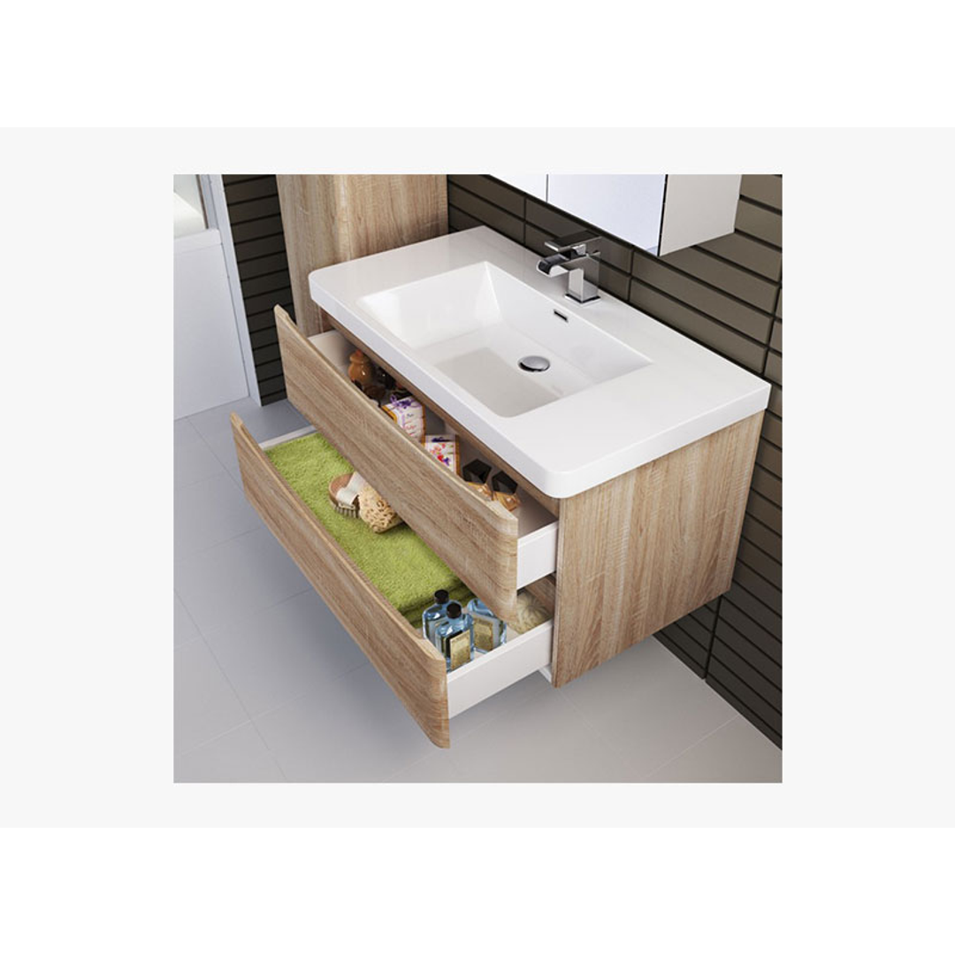 Belbagno Ancona Single 1200mm Wall Hung Vanity White Oak 1200X480X450