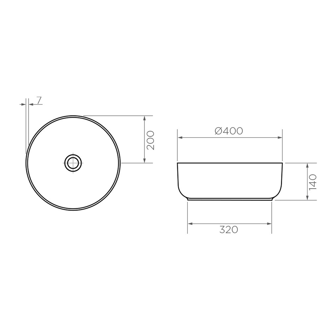 Streamline Arcisan Above Counter Basin 400Mm White