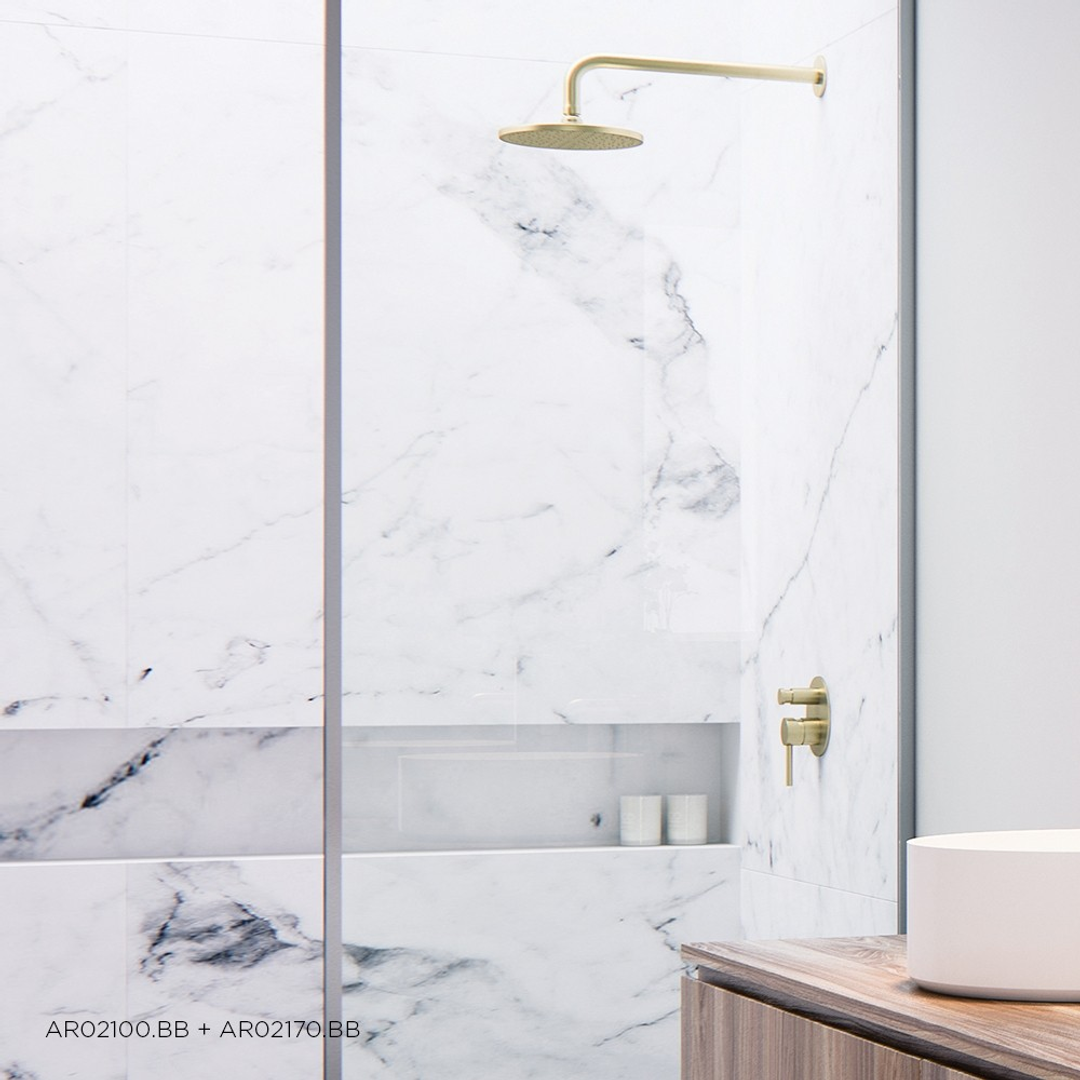 Streamline Arcisan 200mm X 8mm Brass Round Shower Head Brushed Rose Gold