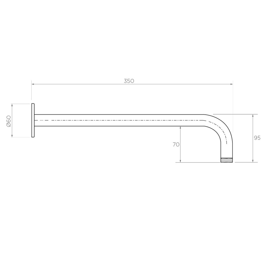 Streamline Arcisan Wall Mount Arm Only 350Mm Matte Black Ar02170.Mb