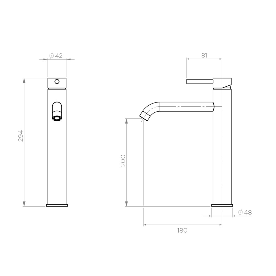 Streamline Axus Pin Lever Extended Height Basin Mixer Brushed Brass Pvd