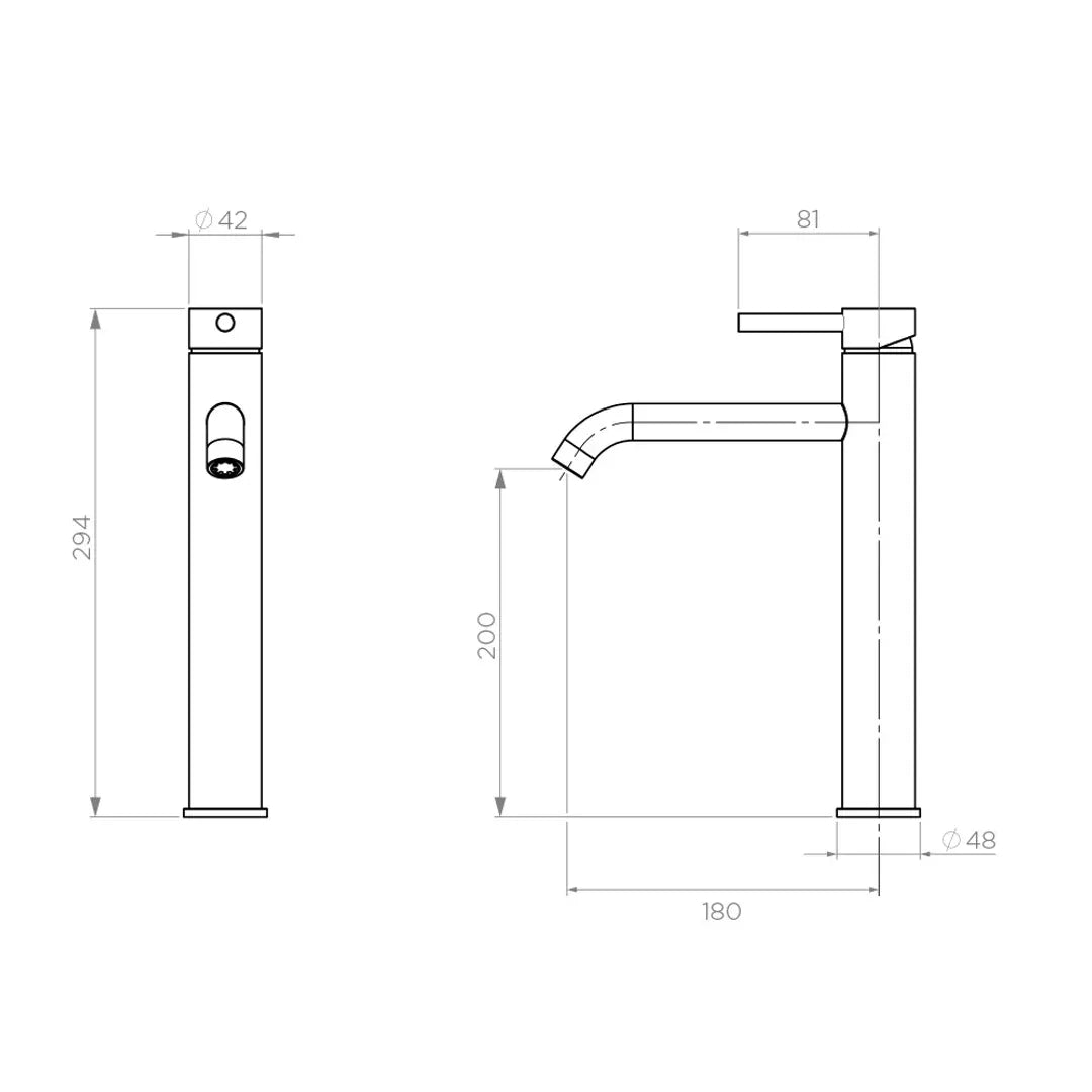 Arcisan Axus Pin Lever Extended Height Basin Mixer M/Blk - Burdens Plumbing