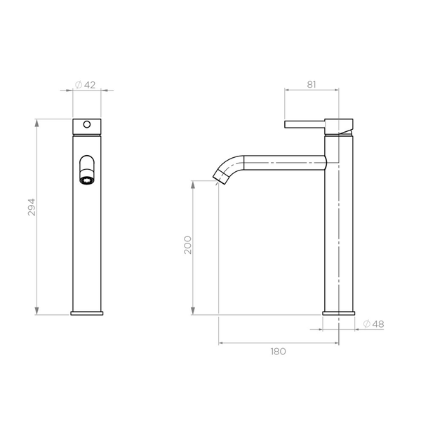 Streamline Axus Pin Lever Extended Basin Mixer Brushed Iron