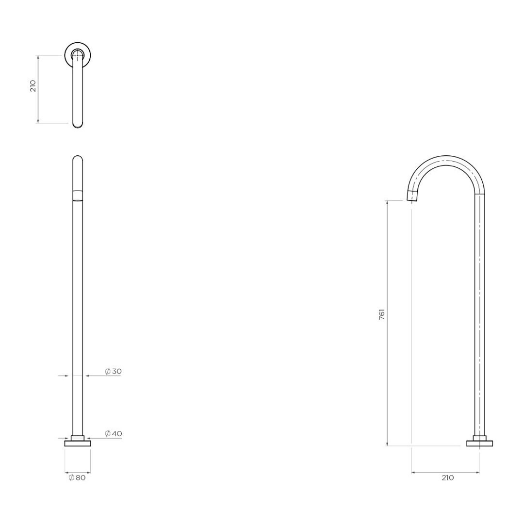 Streamline Arcisan Axus Floor Mounted Bath Spout Matte Black
