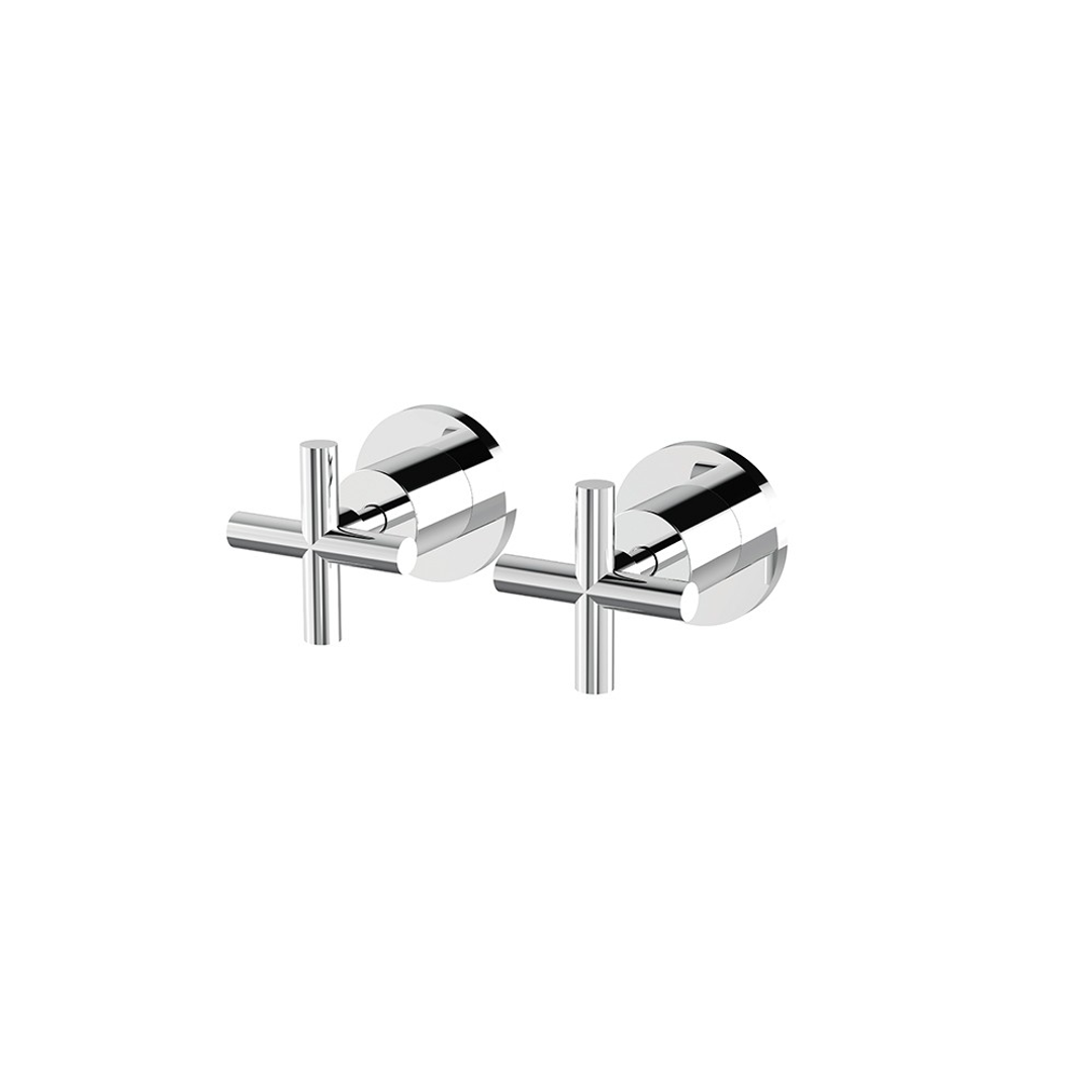 Streamline Axus Cross Wall Taps Set_Brushed Gun Metal Pvd