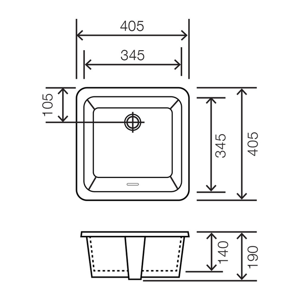 Eneo 40.5X40.5 Square Under Counter Basin With Overflow