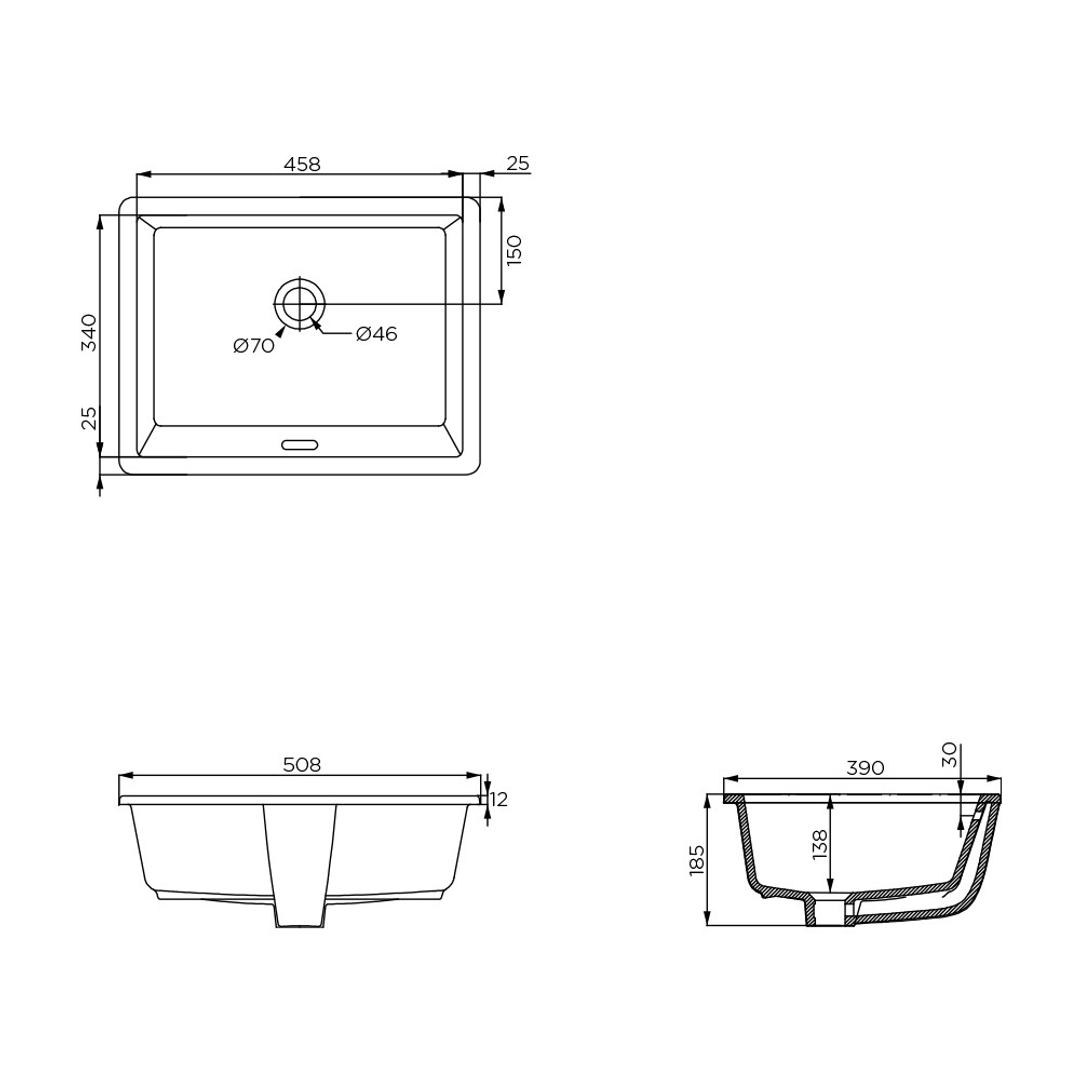 Arcisan Eneo 515 X 395 Under Counter Basin