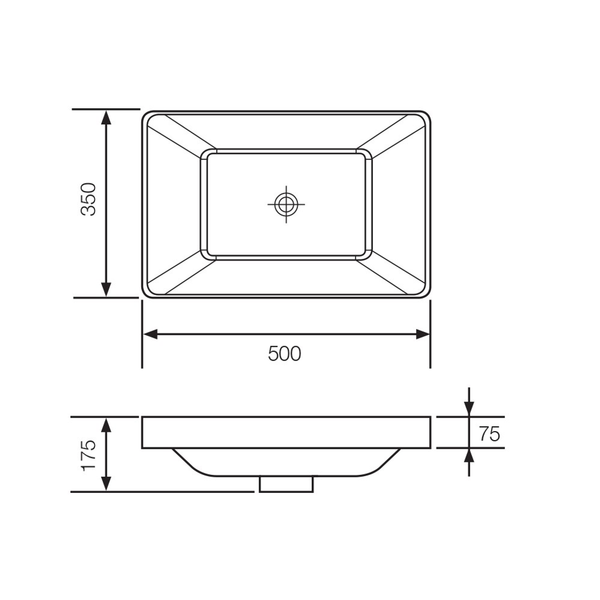 Streamline Eneo Inset Basin 500 X 350 White