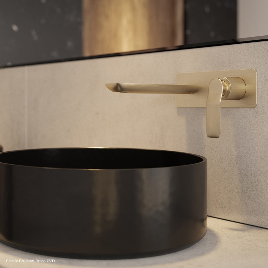 Synergii Wall Mounted Basin Mixer Brushed Brass Pvd