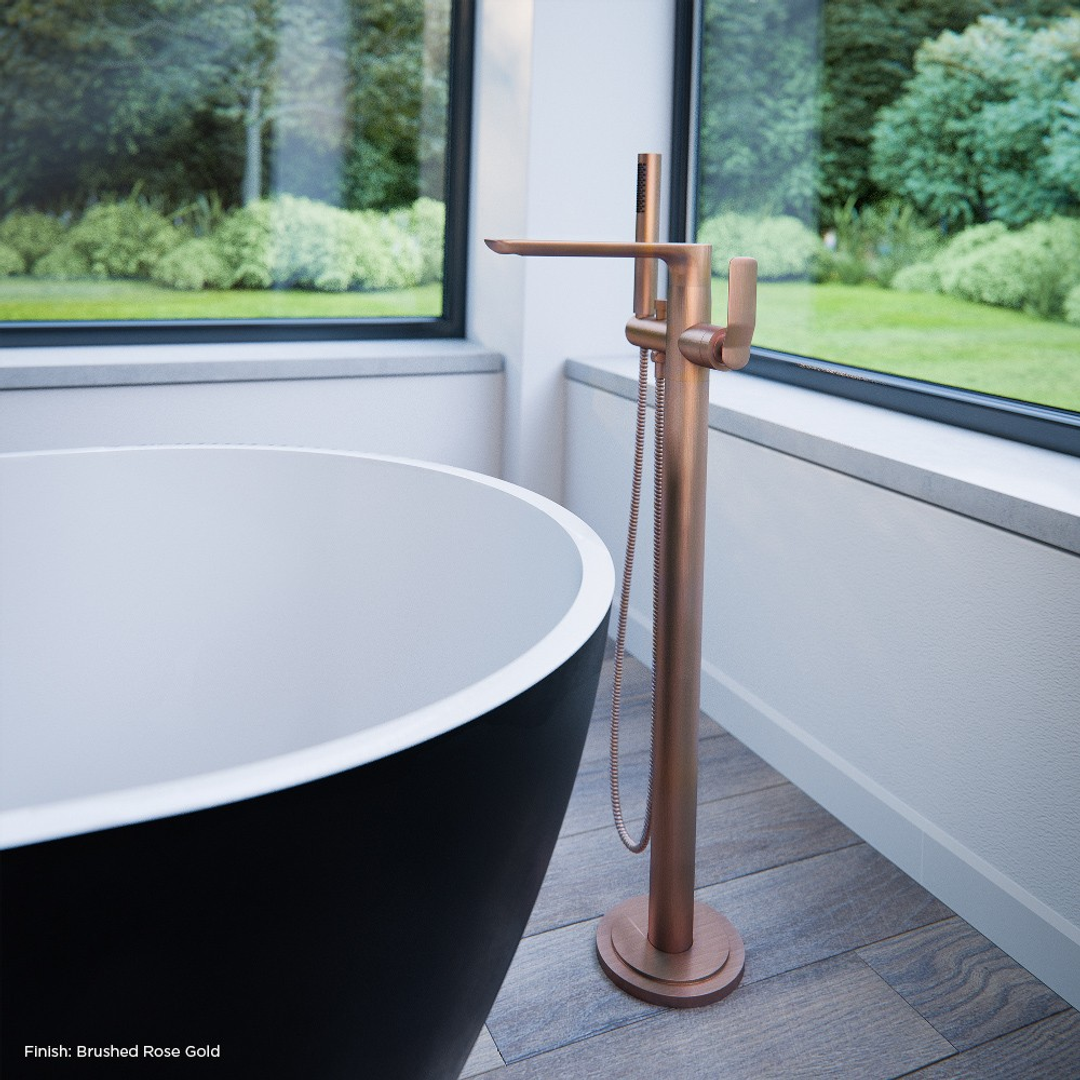Streamline Synergii Free Standing Bath Mixer With Handshower Brushed Brass