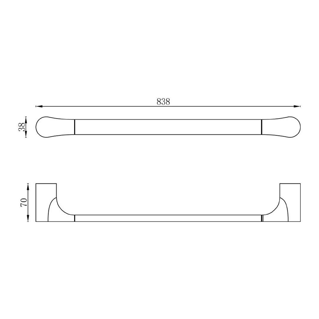 Streamline Synergii Single Towel Rail 800mm Chrome