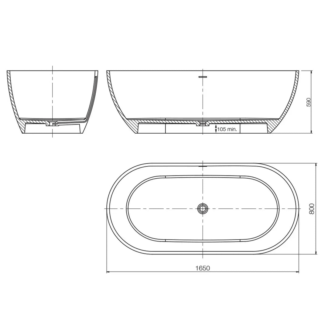 Arcisan Synergii F/Standing Bath Acrylic Matte White 1650mm - Burdens Plumbing