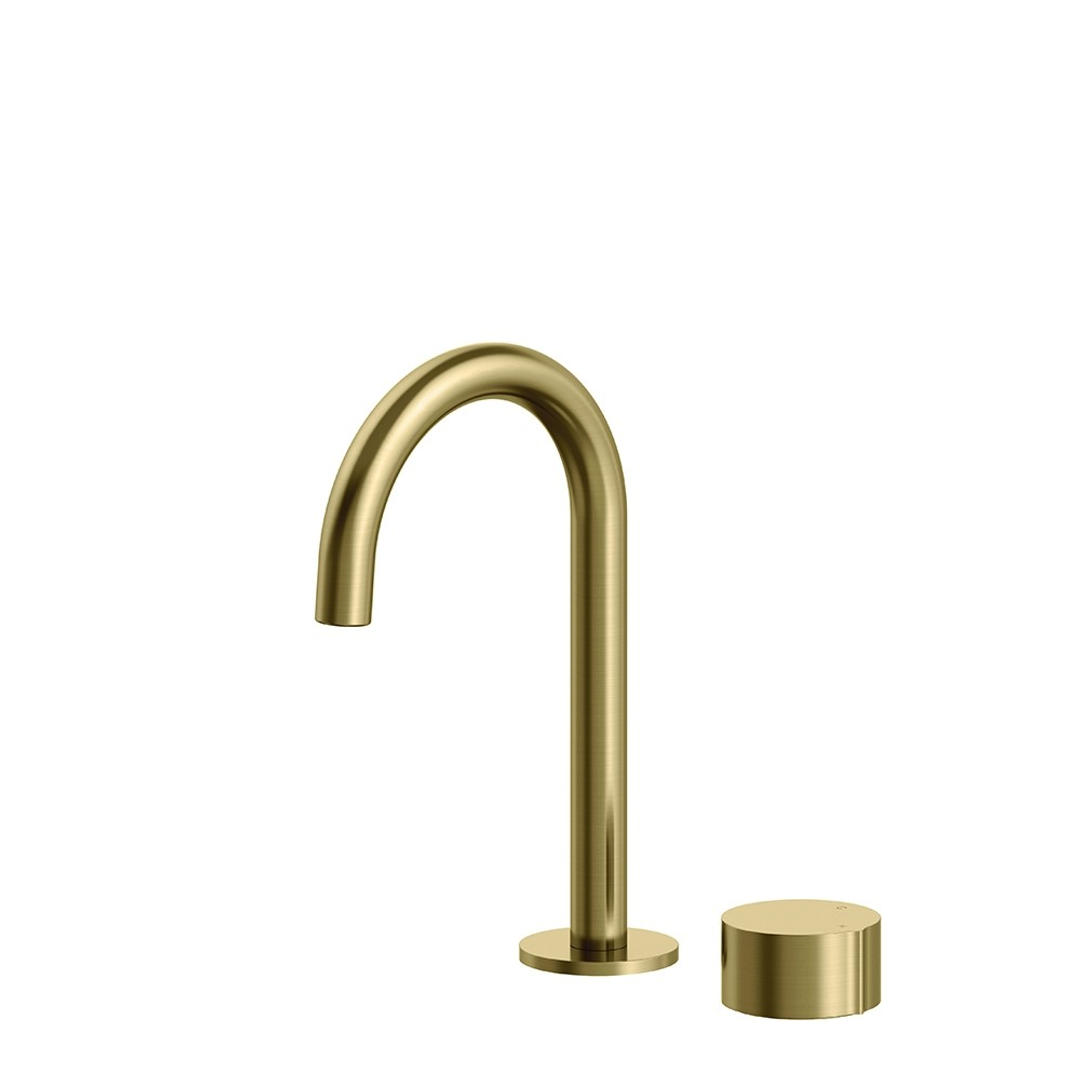 Streamline Venn 2 Hole Fixed Arch Spout Basin Mixer Brushed Brass