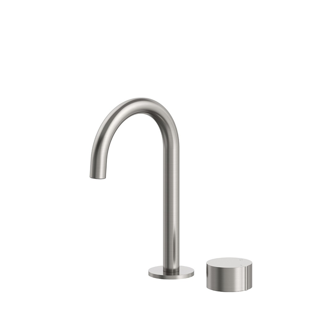 Streamline Venn 2 Hole Fixed Arch Spout Basin Mixer Brushed Nickel