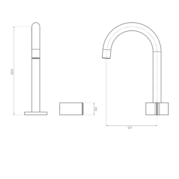 Streamline Venn 2 Hole Fixed Arch Spout Basin Mixer Brushed Brass
