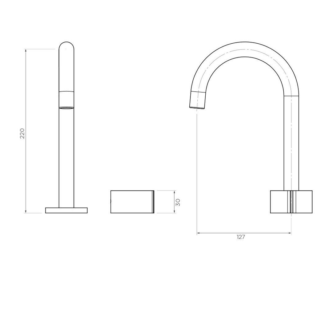 Streamline Venn 2 Hole Fixed Arch Spout Basin Mixer Brushed Nickel