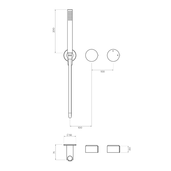 Streamline Venn Shower Mixer 3W Diverter H/Showr Ext Part Brushed Brass